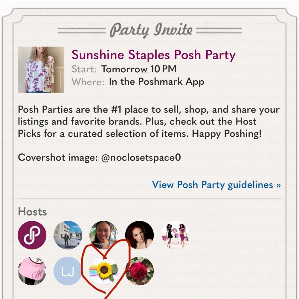 I’m Co-hosting tomorrow’s 10pm Sunshine Staples Posh party 🎉 5/17/24
